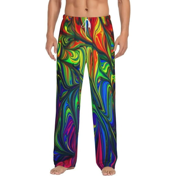 Balery Men'S Pride Rainbow Pants,Sleepwear Pants,Pajama Pants,Pj Bottoms Drawstring And Pockets-Small