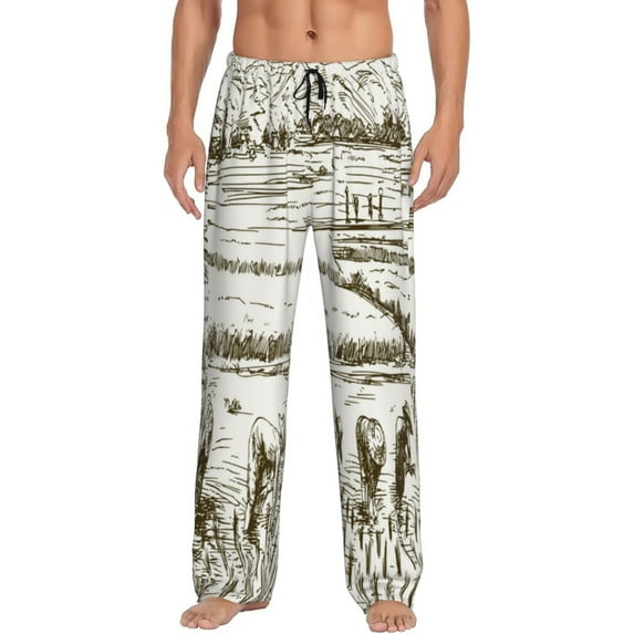 Balery Men'S Rice Harvest Pants,Sleepwear Pants,Pajama Pants,Pj Bottoms Drawstring And Pockets-X-Large