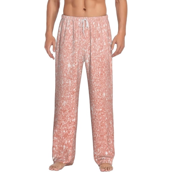 Balery Men'S Rose Gold Glitter Pants,Sleepwear Pants,Pajama Pants,Pj Bottoms Drawstring And Pockets-Medium
