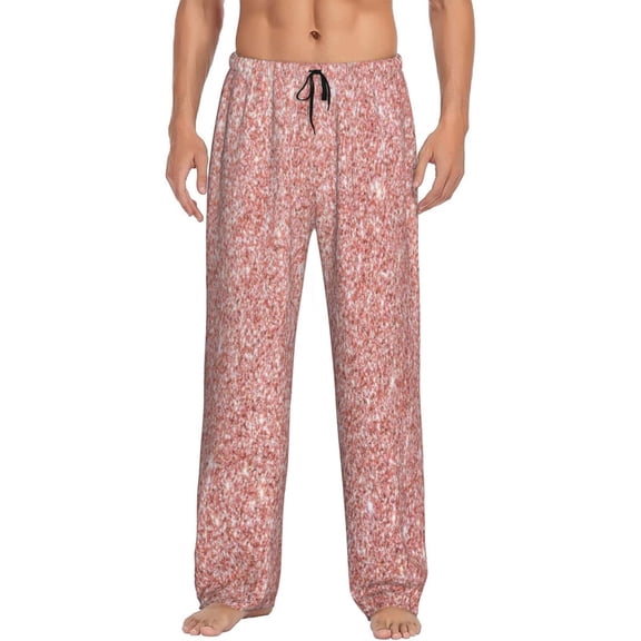 Balery Men'S Rose Gold Pink Glitter Pants,Sleepwear Pants,Pajama Pants,Pj Bottoms Drawstring And Pockets-Medium