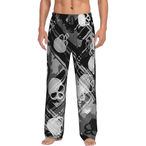 Balery Men'S Seamless Pattern With Skulls Pants,Sleepwear Pants,Pajama Pants,Pj Bottoms Drawstring And Pockets-Medium
