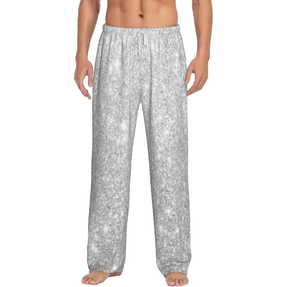 Balery Men'S Silver Glitter Pants,Sleepwear Pants,Pajama Pants,Pj Bottoms Drawstring And Pockets-Xx-Large