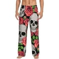 thumbnail image 1 of Balery Men'S Skull And Roses Pants,Sleepwear Pants,Pajama Pants,Pj Bottoms Drawstring And Pockets-Small, 1 of 9