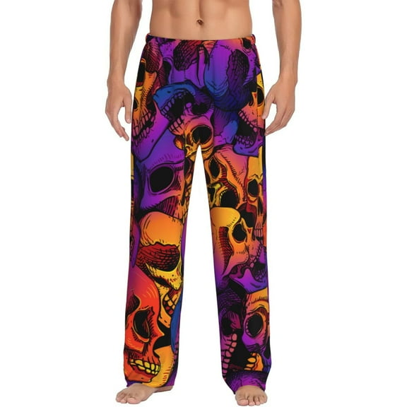 Balery Men'S Skull Pants,Sleepwear Pants,Pajama Pants,Pj Bottoms Drawstring And Pockets-Large