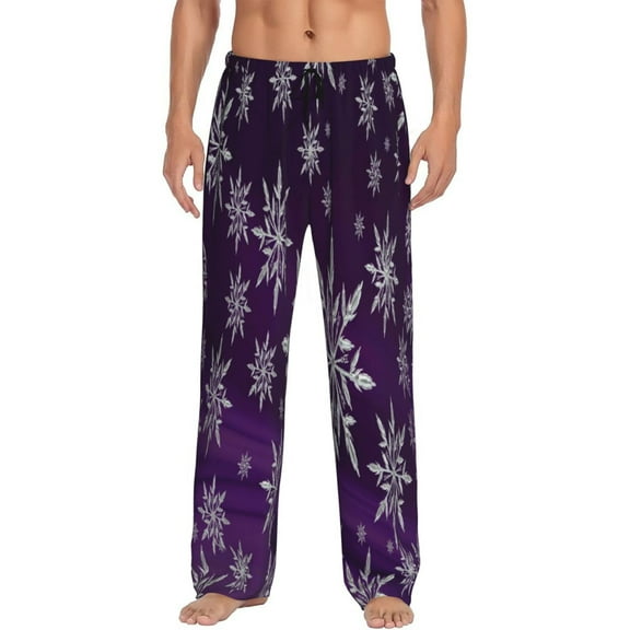 Balery Men'S Snowflake Gradient Purple Pants,Sleepwear Pants,Pajama Pants,Pj Bottoms Drawstring And Pockets-Small