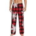 thumbnail image 1 of Balery Men'S Snowflakes On A Buffalo Plaid Pants,Sleepwear Pants,Pajama Pants,Pj Bottoms Drawstring And Pockets-Small, 1 of 9