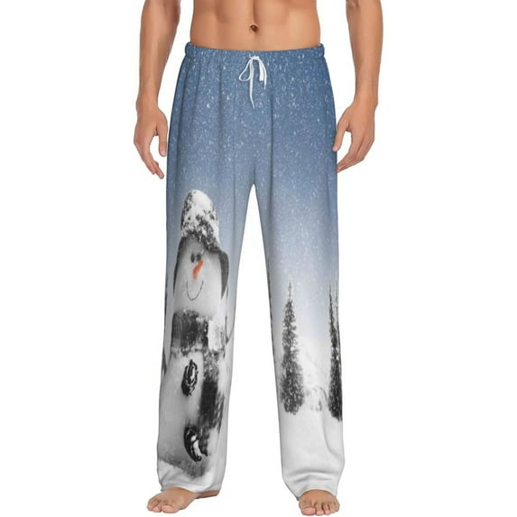 Balery Men'S Snowman And Christmas Tree Pants,Sleepwear Pants,Pajama Pants,Pj Bottoms Drawstring And Pockets-Xx-Large