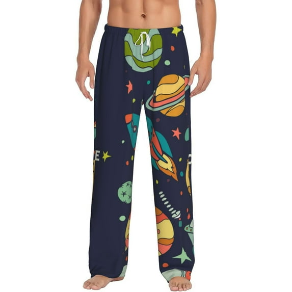 Balery Men'S Space Pants,Sleepwear Pants,Pajama Pants,Pj Bottoms Drawstring And Pockets-Medium