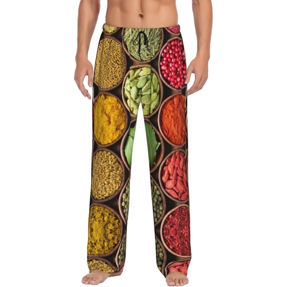 Balery Men'S Spices And Herbs Pants,Sleepwear Pants,Pajama Pants,Pj Bottoms Drawstring And Pockets-Small