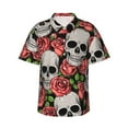 thumbnail image 1 of Balery Skull and Roses Print Men's Hawaiian Shirts Short Sleeve Beach Shirt Relaxed Fit Vacation Button Down Shirts-Medium, 1 of 9