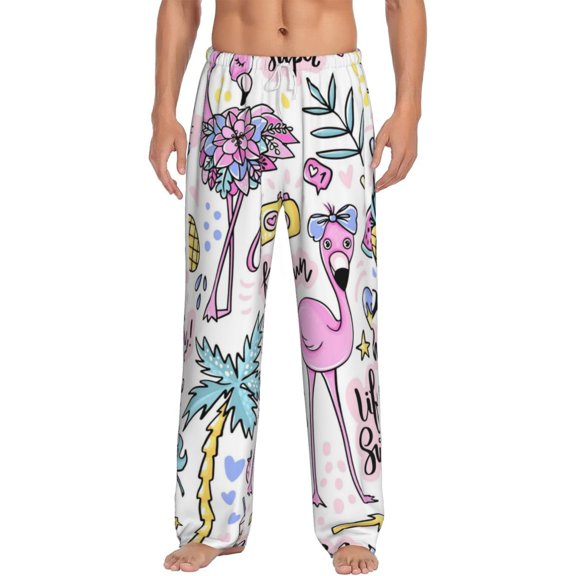 Balery Men'S Summer With Flamingo Pants,Sleepwear Pants,Pajama Pants,Pj Bottoms Drawstring And Pockets-Medium