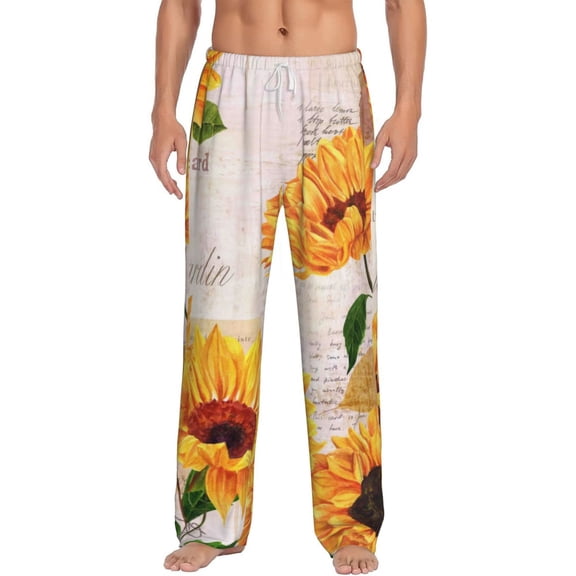 Balery Men'S Sunflower 5 Pants,Sleepwear Pants,Pajama Pants,Pj Bottoms Drawstring And Pockets-Medium