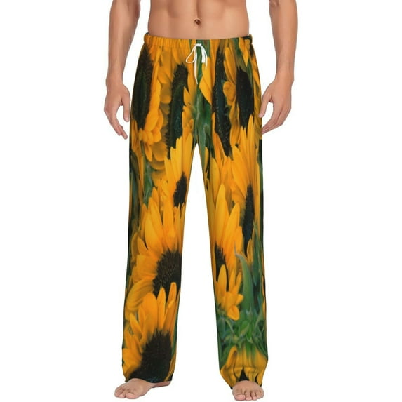 Balery Men'S Sunflowers 7 Pants,Sleepwear Pants,Pajama Pants,Pj Bottoms Drawstring And Pockets-Large