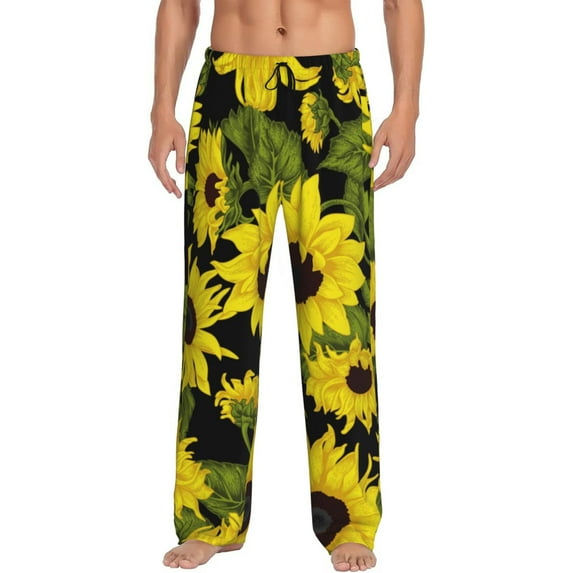 Balery Men'S Sunflowers In Vintage Pants,Sleepwear Pants,Pajama Pants,Pj Bottoms Drawstring And Pockets-Small