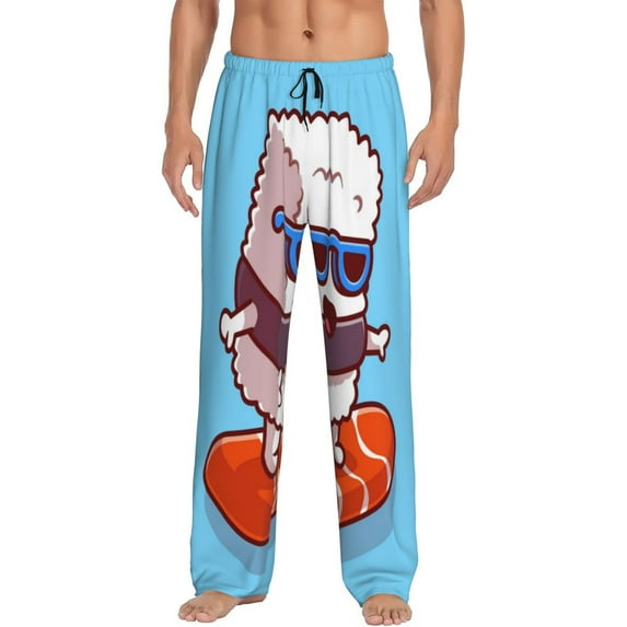 Balery Men'S Sushi Salmon Surfing Pants,Sleepwear Pants,Pajama Pants,Pj Bottoms Drawstring And Pockets-Small