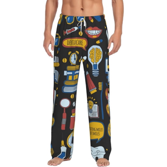 Balery Men'S Teeth Pants,Sleepwear Pants,Pajama Pants,Pj Bottoms Drawstring And Pockets-Small