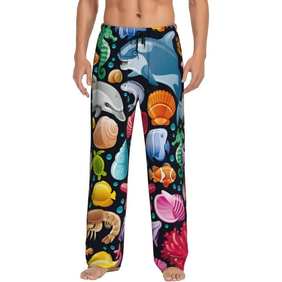Balery Men'S Underwater Diving Animals Pants,Sleepwear Pants,Pajama Pants,Pj Bottoms Drawstring And Pockets-Small