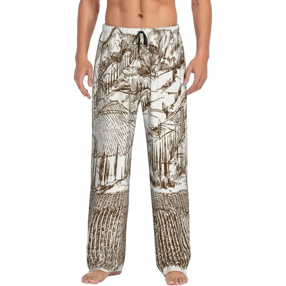 Balery Men'S Vineyard Landscape 1 Pants,Sleepwear Pants,Pajama Pants,Pj Bottoms Drawstring And Pockets-Small