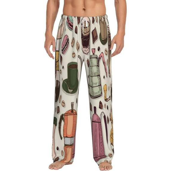 Balery Men'S Vintage Coffee Pants,Sleepwear Pants,Pajama Pants,Pj Bottoms Drawstring And Pockets-Small