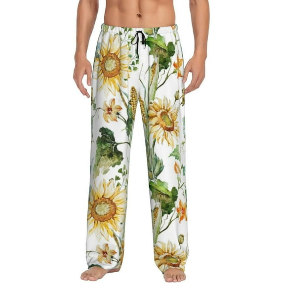 Balery Men'S Watercolor Bright Sunflowers Pants,Sleepwear Pants,Pajama Pants,Pj Bottoms Drawstring And Pockets-Small