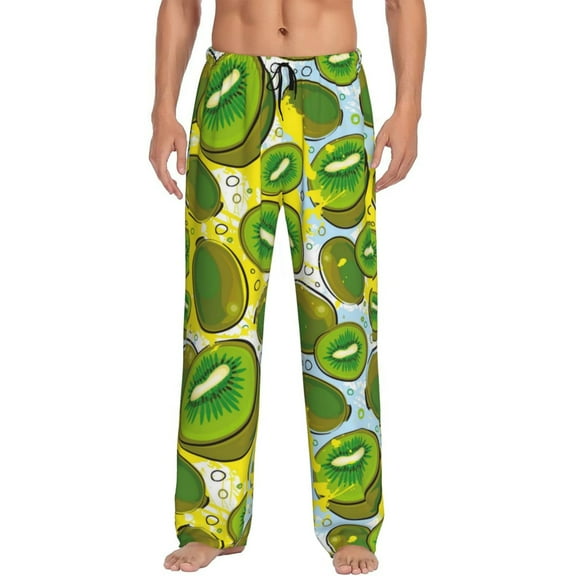 Balery Men'S Watercolor Kiwi Fruits Summer Pants,Sleepwear Pants,Pajama Pants,Pj Bottoms Drawstring And Pockets-Small