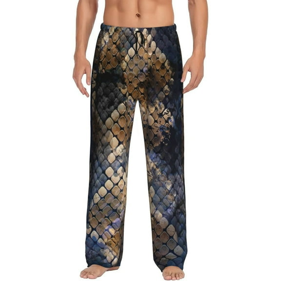 Balery Men'S Watercolor Snake Skin Pants,Sleepwear Pants,Pajama Pants,Pj Bottoms Drawstring And Pockets-Medium