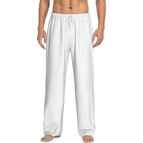 Balery Men'S White Pants,Sleepwear Pants,Pajama Pants,Pj Bottoms Drawstring And Pockets-Large