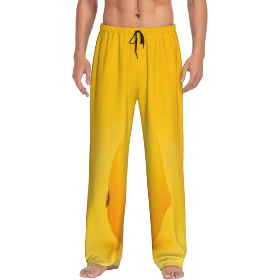 Balery Men'S Yellow Lemon Pants,Sleepwear Pants,Pajama Pants,Pj Bottoms Drawstring And Pockets-Medium