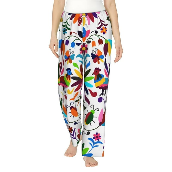 Balery Mexican Bright Style print Women's Pajama Pants,Ultra Lightweight Pjs,Lounge Pant-Small