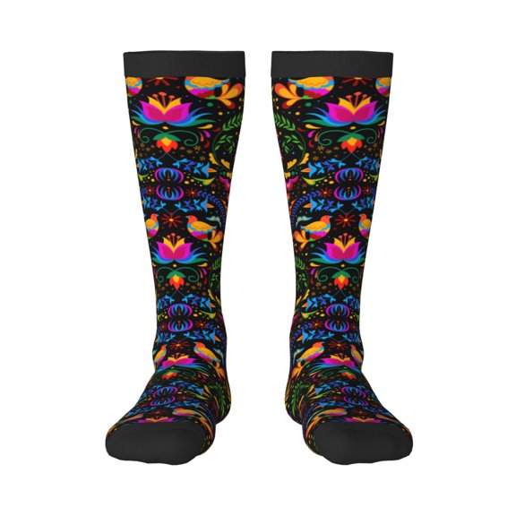 Balery Mexican Flower Traditional1 Fun Novelty Socks Men'S Women'S Crew Socks Funny Crazy Novelty Socks Quirky And Cool Socks