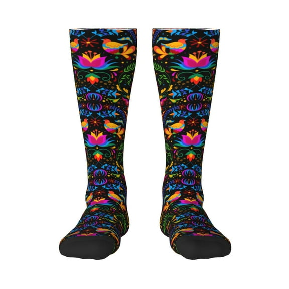 Balery Mexican Flower Traditional1 Fun Novelty Socks Men'S Women'S Crew Socks Funny Crazy Novelty Socks Quirky And Cool Socks