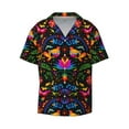 thumbnail image 1 of Balery Mexican Flower Traditional1 Men's Casual Button Down Shirt Short Sleeve Textured Summer Cuban Beach Shirts-3X-Large, 1 of 7