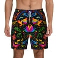 thumbnail image 1 of Balery Mexican Flower Traditional1 Mens Swim Trunks Swim Shorts for Men Quick Dry Inseam Beach Shorts with Compression Liner Pocket-X-Large, 1 of 9