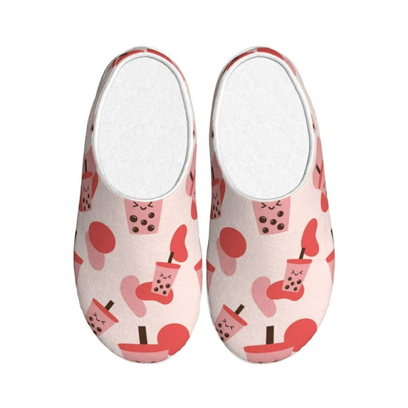 Balery Milk Tea5 Pattern Women's Fuzzy Memory Foam Slippers Fluffy Winter House Shoes Indoor and Outdoor-37/38