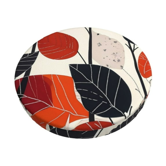 Balery Modern Abstract Leaf Pattern Round Bar Stool Seat Covers Velvet Fabric Adjustable Protects from Scratches and Stains for 14-17 Inch Chair-12 inch