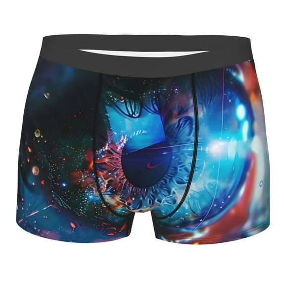 Balery Modern Colorful Eyes Men's Boxer Briefs, Soft and Breathable Cotton Underwear with nylon Waistband-X-Large