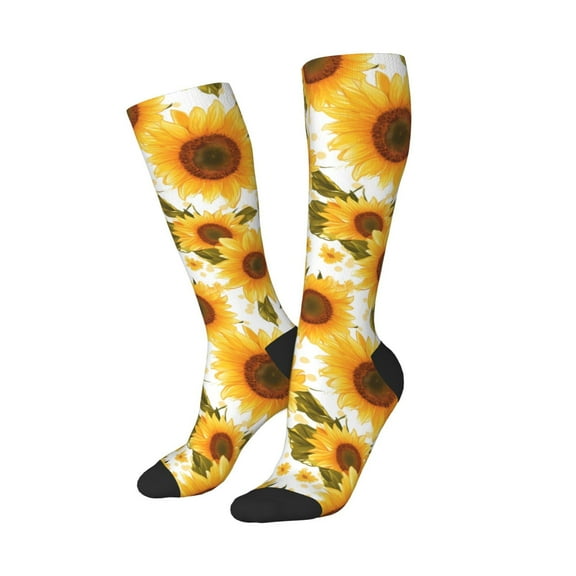 Balery Modern Elegant Sunflower Printed Novelty Socks Men's Women's Crew Socks Sports Socks Knee High Socks Cotton Socks Quirky and Cool Socks