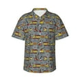 thumbnail image 1 of Balery Modern Excavator Print Men's Hawaiian Shirts Short Sleeve Beach Shirt Relaxed Fit Vacation Button Down Shirts-, 1 of 9