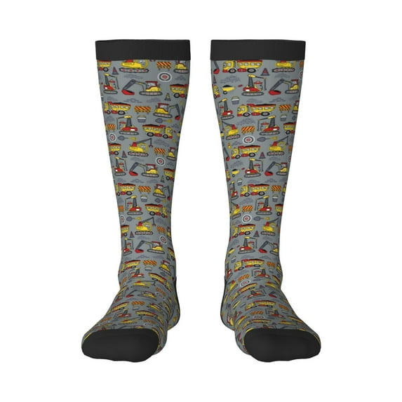 Balery Modern Excavator Printed Novelty Socks Men's Women's Crew Socks Sports Socks Knee High Socks Cotton Socks Quirky and Cool Socks
