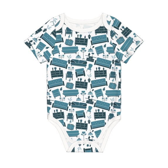 Balery Modern Furniture Pattern Baby Climbing Clothes Infant Bodysuit Cute Infant Bodysuit Baby Romper-3 Months