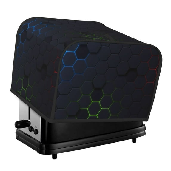 Balery Modern Hexagonal Neon Grid Pattern Oven Cover Kitchen Bread Machine Protector, 4 Slice Toaster Cover for Home, Anti Dust Fingerprint Coaster Cover