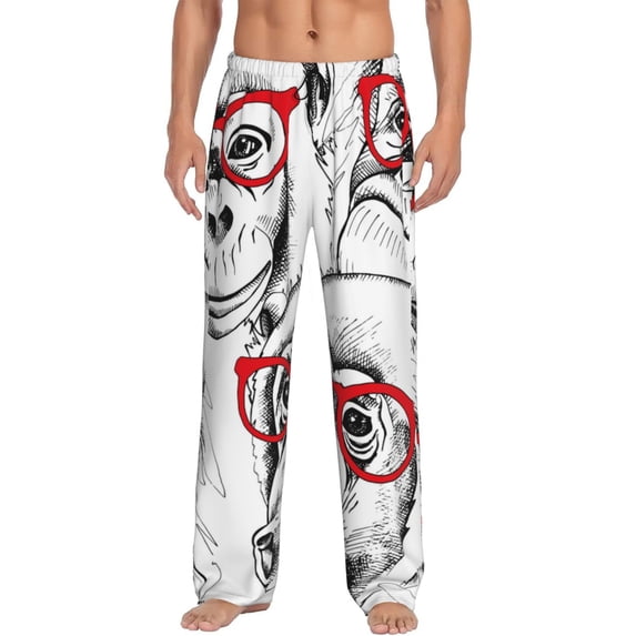 Balery Monkey print Men's Pajama Pants,Ultra Lightweight Pjs,Lounge Pant-Large