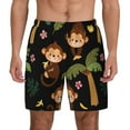 thumbnail image 1 of Balery Monkeys Swinging from Palms Mens Swim Trunks Swim Shorts for Men Quick Dry Inseam Beach Shorts with Compression Liner Pocket-XX-Large, 1 of 9