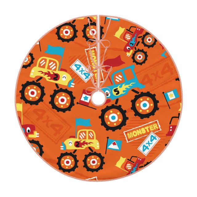 Balery Monster Truck Printed Christmas Tree Skirt , Merry Christmas
