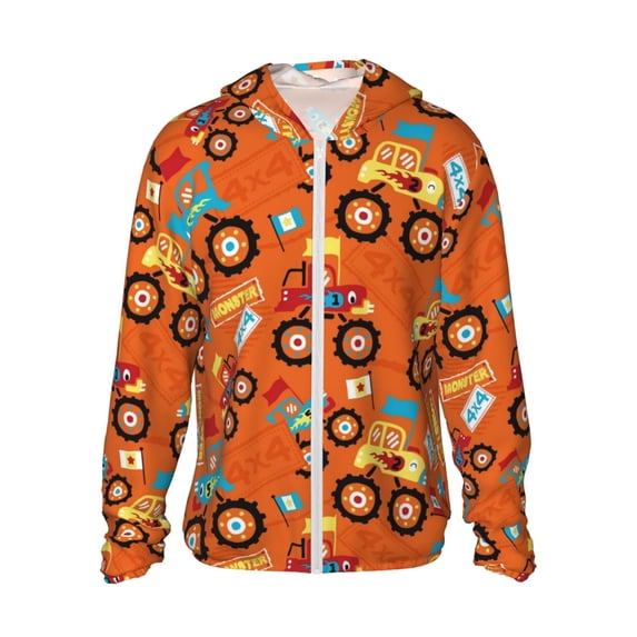 Balery Monster Truck,Truck Cartoon Men's Women's UPF 50+ Sun Protection Lightweight Hoodie Performance Long Sleeve Shirt for Fishing Running-X-Large