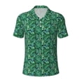 thumbnail image 1 of Balery Monstera Leaves Printed Men’s Short Sleeve Polo Shirt, Midweight Men's Shirt,Golf Polo shirts -Small, 1 of 8