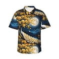 thumbnail image 1 of Balery Moonlit Golden Tree Peacock Print Men's Hawaiian Shirts Short Sleeve Beach Shirt Relaxed Fit Vacation Button Down Shirts-3X-Large, 1 of 1