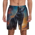 thumbnail image 1 of Balery Moonlit Night Sky Wolf Mens Swim Trunks Swim Shorts for Men Quick Dry Inseam Beach Shorts with Compression Liner Pocket-Small, 1 of 9
