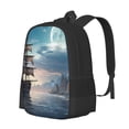 thumbnail image 1 of Balery Moonlit Sea Sailboat Backpack for Men and Women - Durable 600D Oxford Cloth -Large Capacity, Water-Resistant School, Travel, and Hiking Bag, 1 of 7