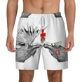 thumbnail image 1 of Balery Moose Kissing Under Mistletoe Mens Swim Trunks Swim Shorts for Men Quick Dry Inseam Beach Shorts with Compression Liner Pocket-Medium, 1 of 9